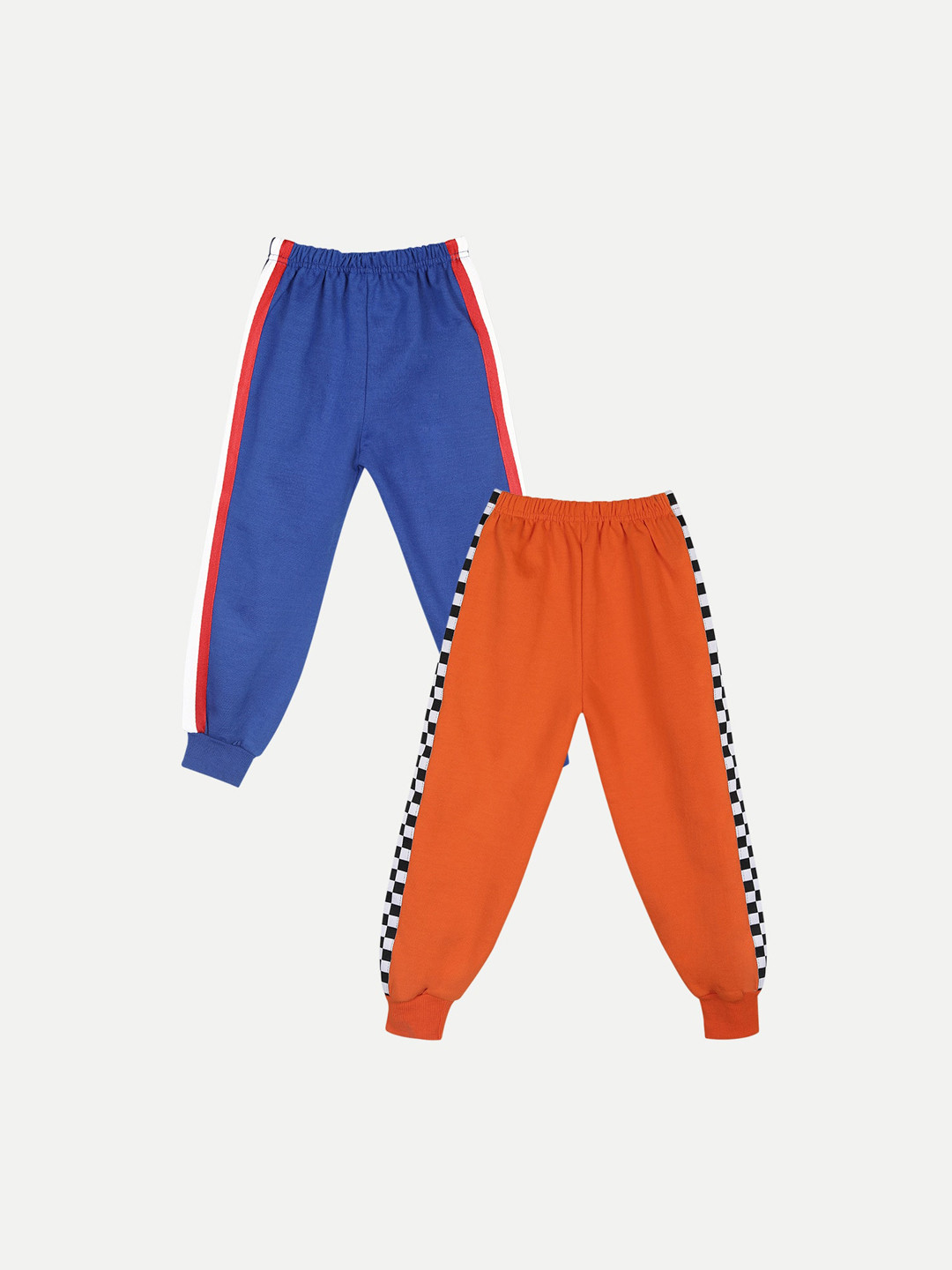 

Cutiekins Kids Pack Of 2 Blue & Orange Solid Cotton Joggers