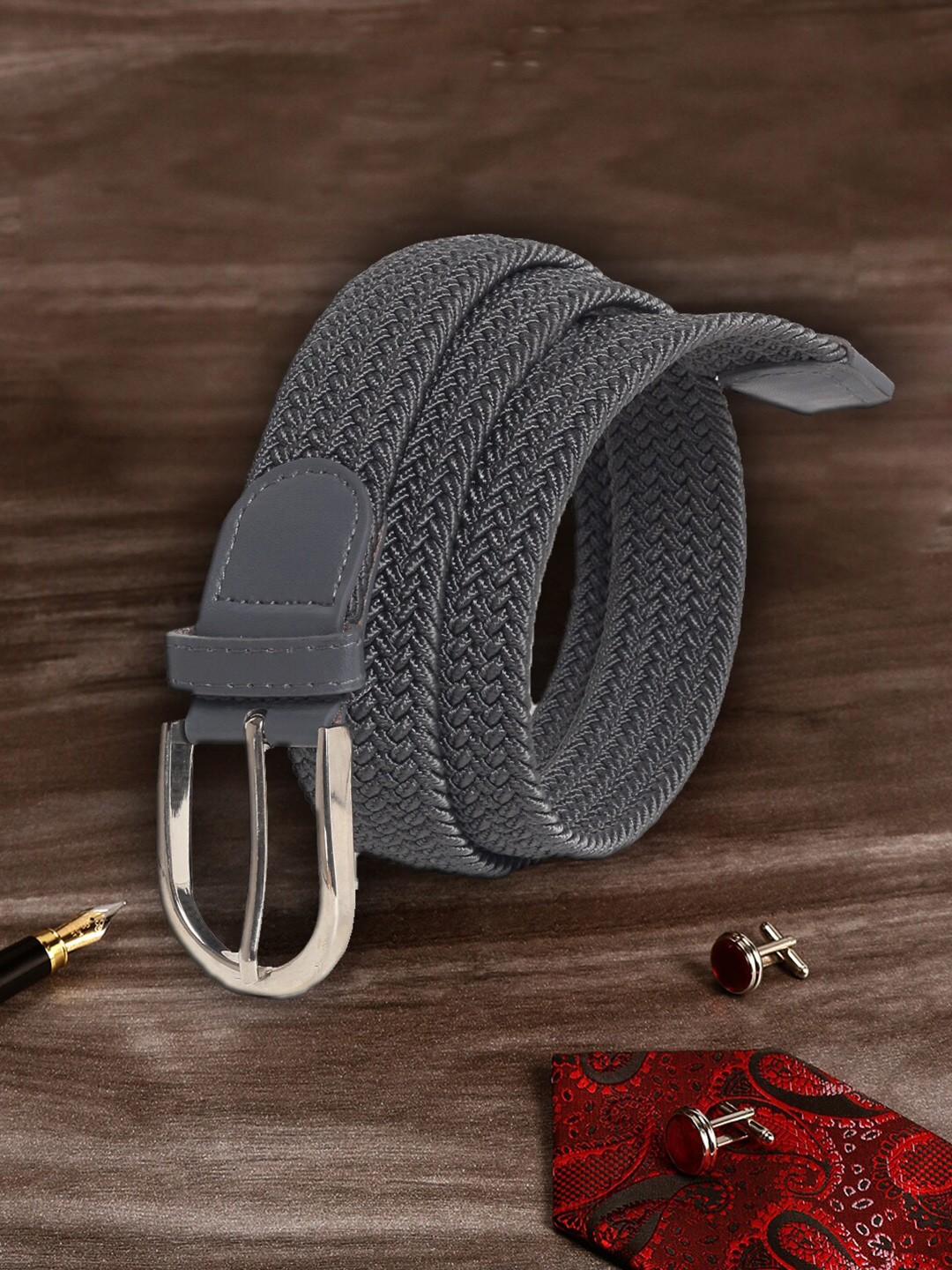 

MUTAQINOTI Unisex Grey Canvas Belt
