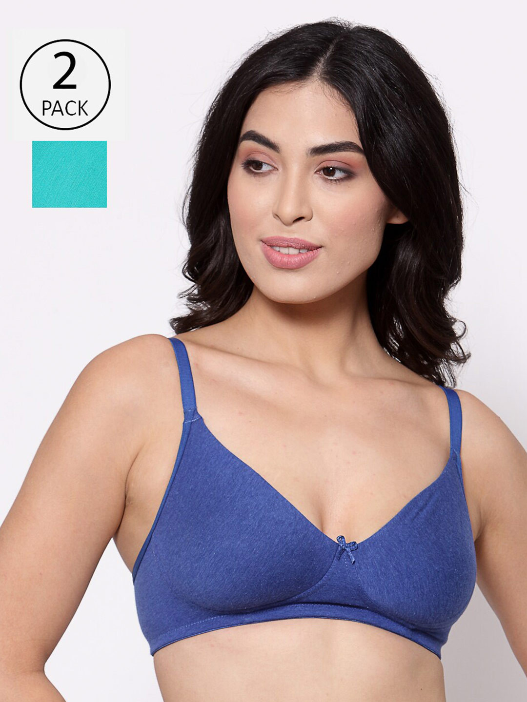 

Inner Sense Blue & Sea Green Pack of 2 Antimicrobial Organic Cotton Everyday Bras
