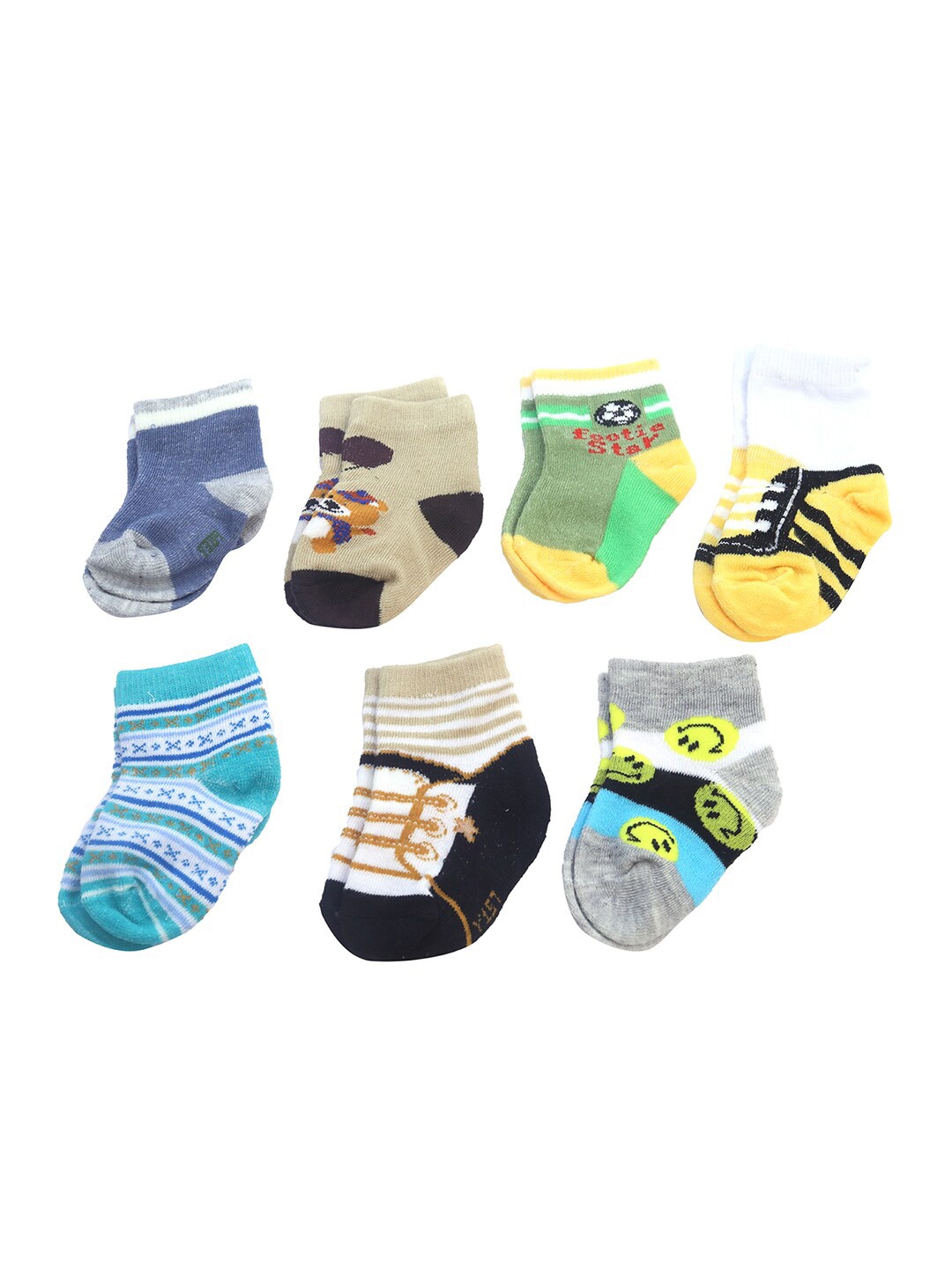 

Spiky Infants Kids Pack Of 7 Printed Above Ankle-Length Socks, Blue