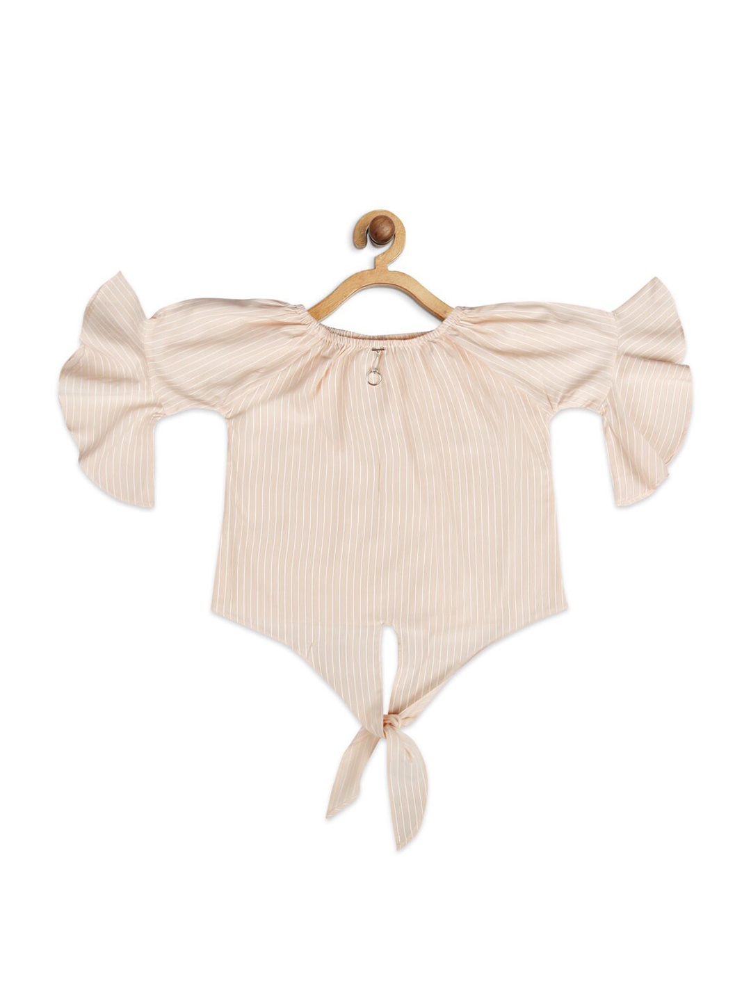 

Tiny Girl Peach-Coloured & Off White Striped Georgette Regular Top