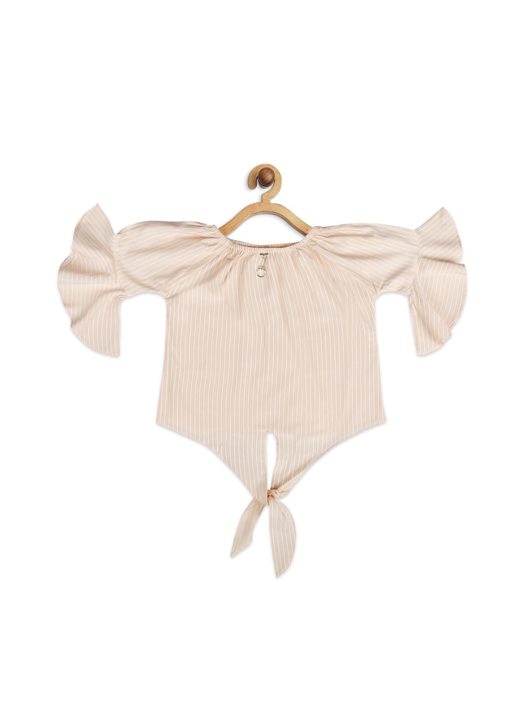 

Tiny Girl Peach-Coloured & White Striped Georgette Regular Top