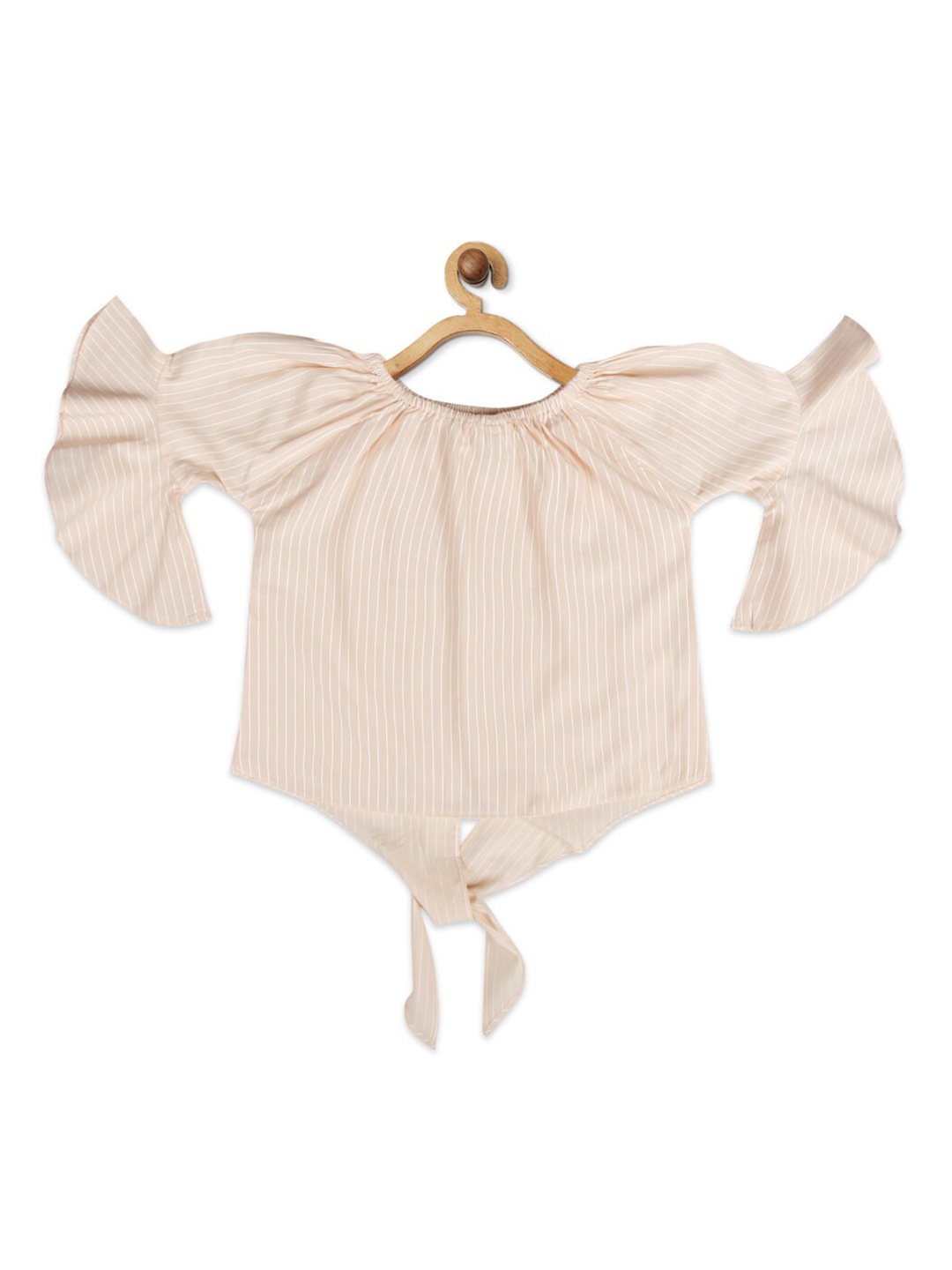 

Tiny Girl Girls Peach-Coloured Striped Georgette Regular Top