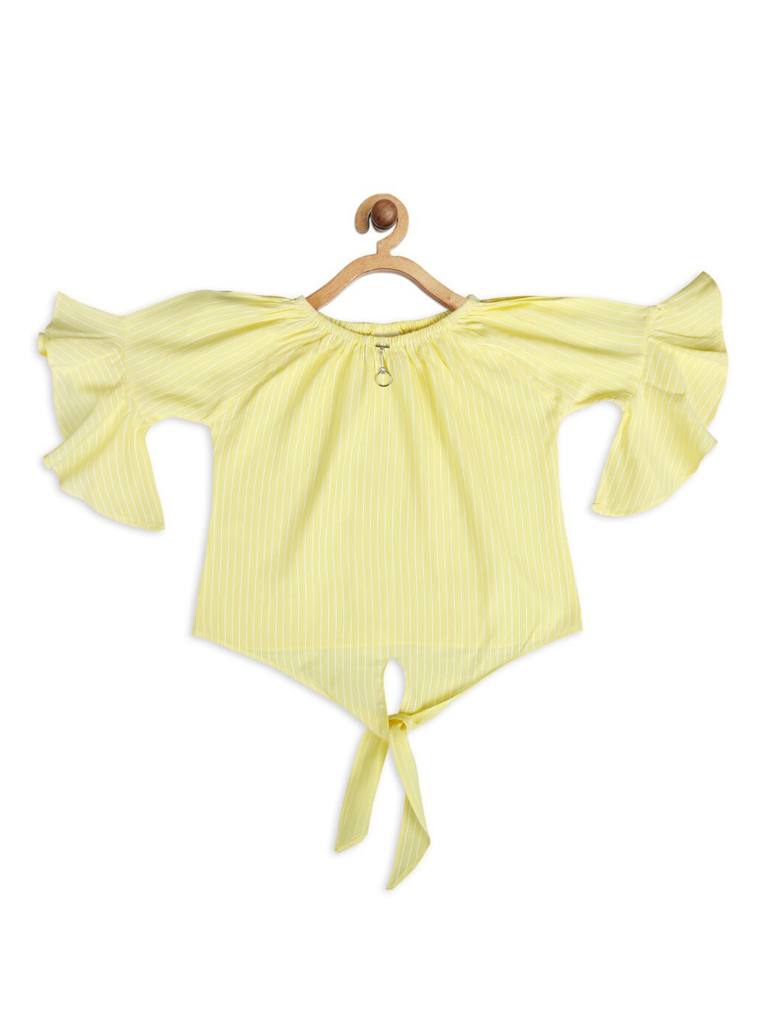 

Tiny Girl Yellow Striped Georgette Regular Top