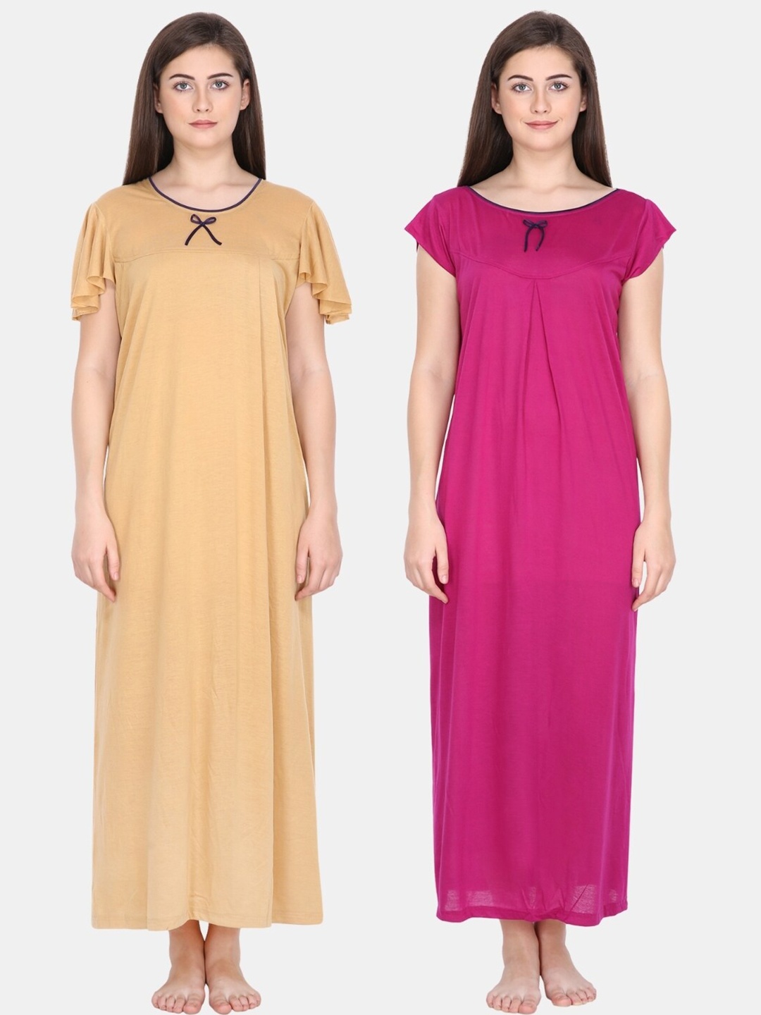 

Klamotten Pack of 2 Yellow & Magenta Maxi Nightdress