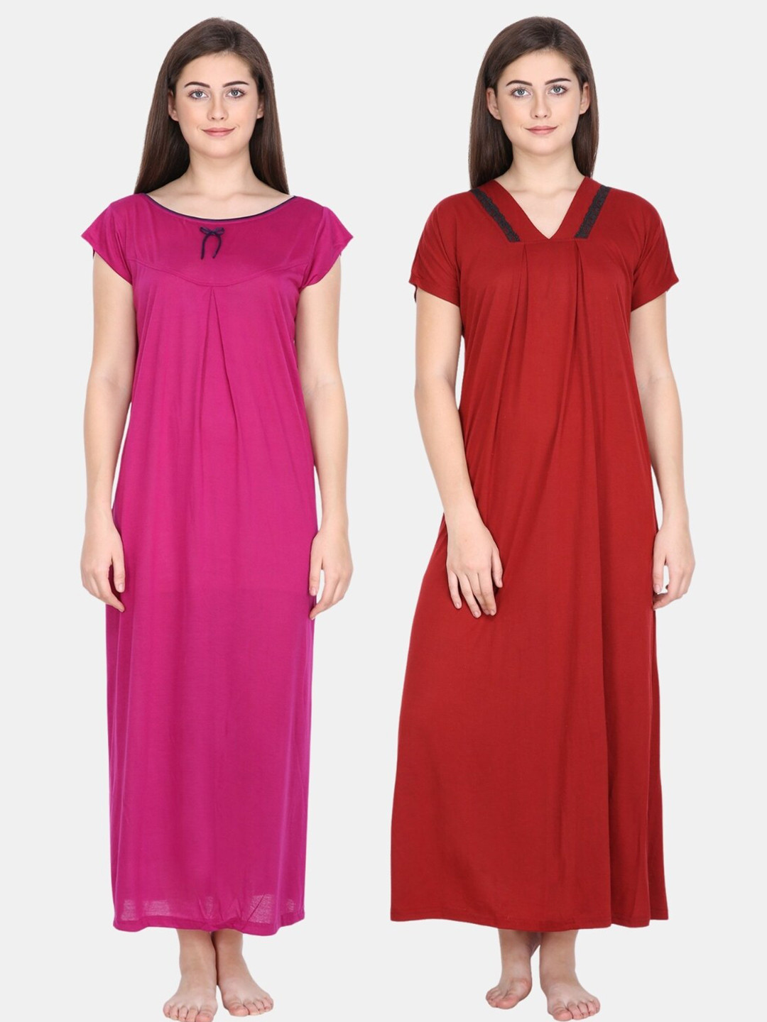 

Klamotten Pack of 2 Maxi Nightdress, Magenta