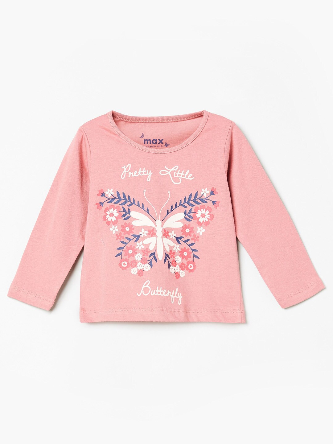 

max Girls Pink Printed T-shirt