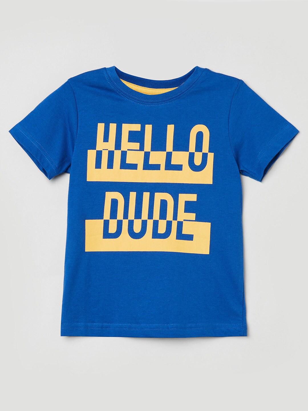 

max Boys Blue Typography Printed T-shirt