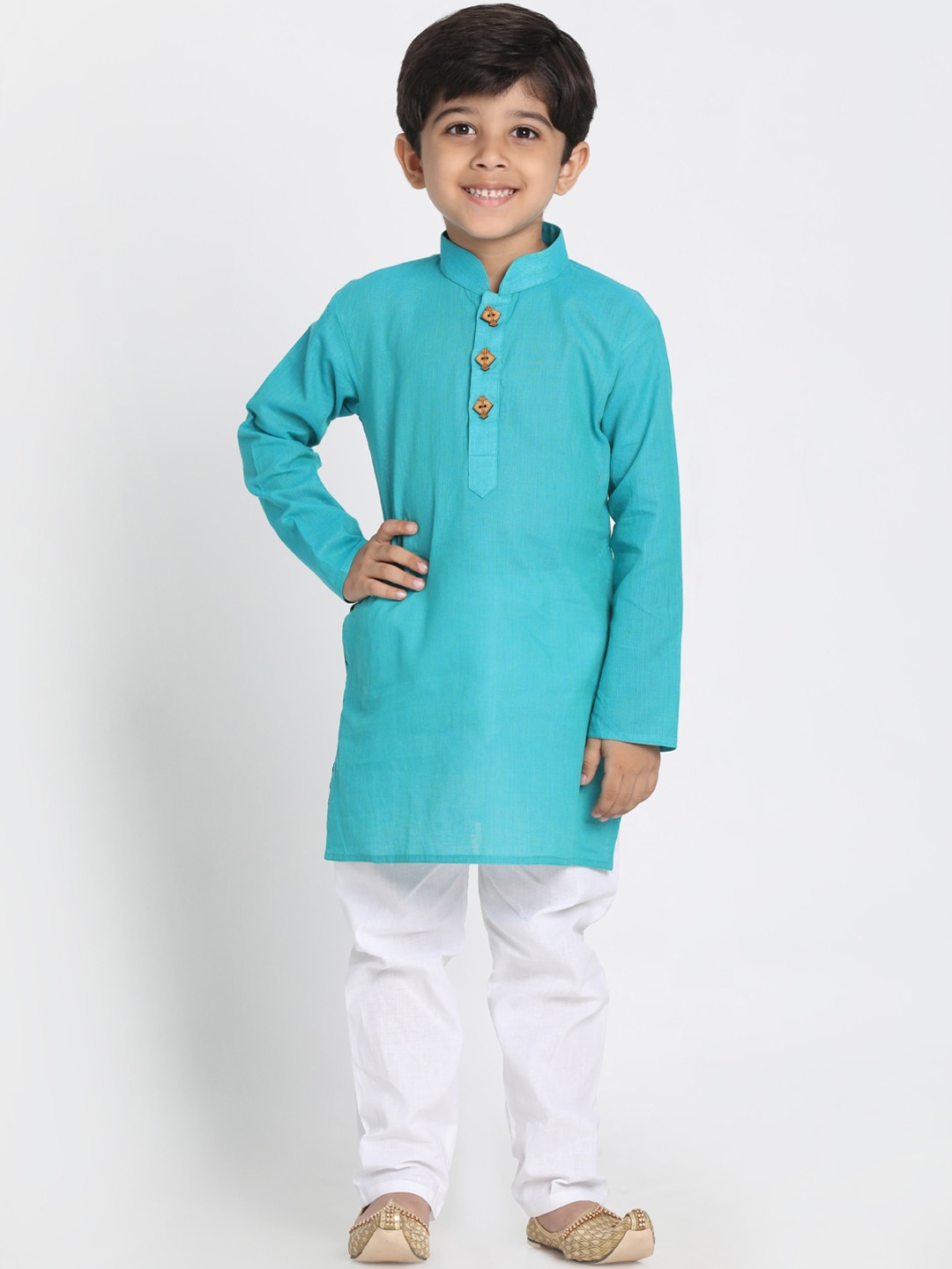 

JBN Creation Boys Turquoise Blue Regular Pure Cotton Kurta with Pyjamas