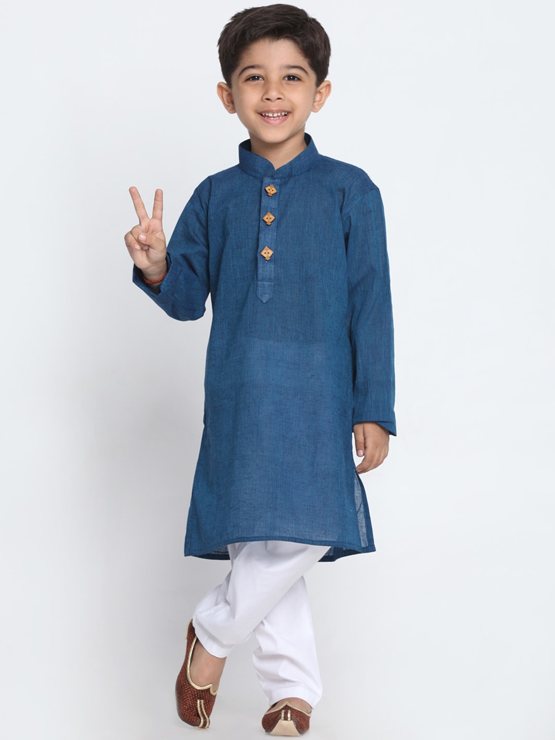 

JBN Creation Boys Navy Blue Solid Regular Pure Cotton Kurta with Pyjama