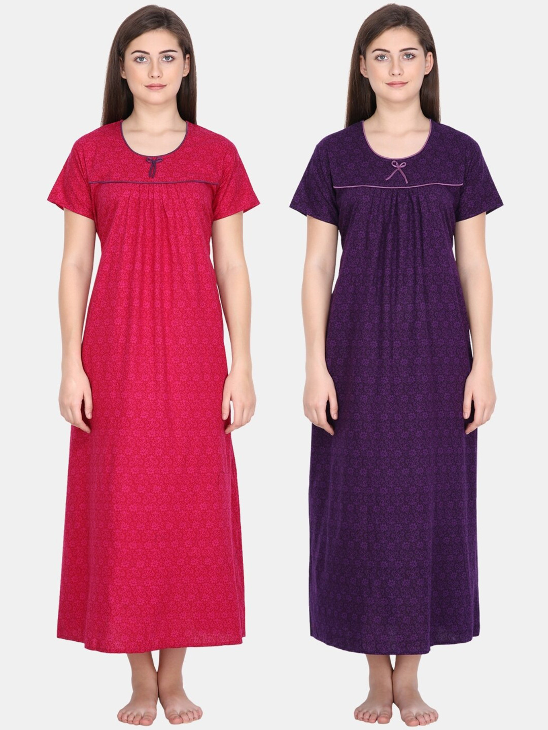 

Klamotten Set of 2 Printed Pure Cotton Maxi Nightdress, Red