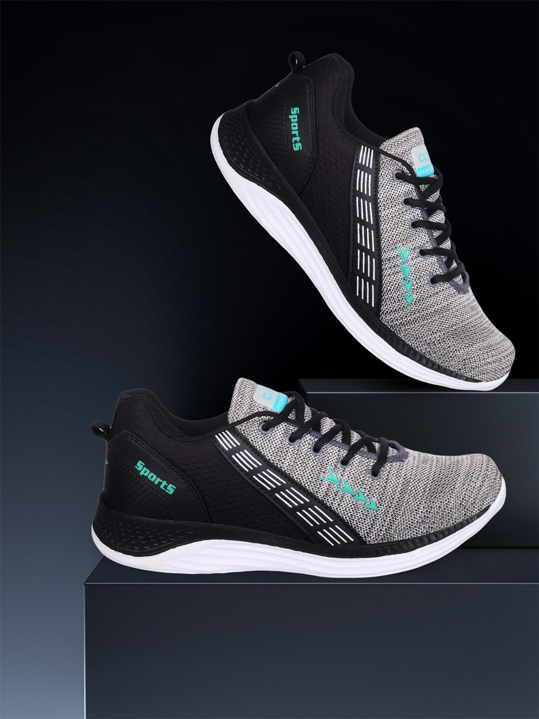 

CLYMB Men Black & Grey Running Shoes