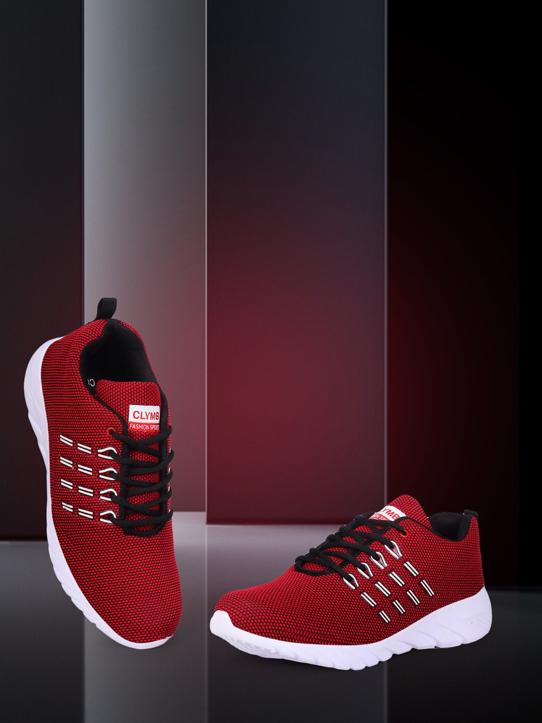 

CLYMB Men Red Mesh Running Shoes