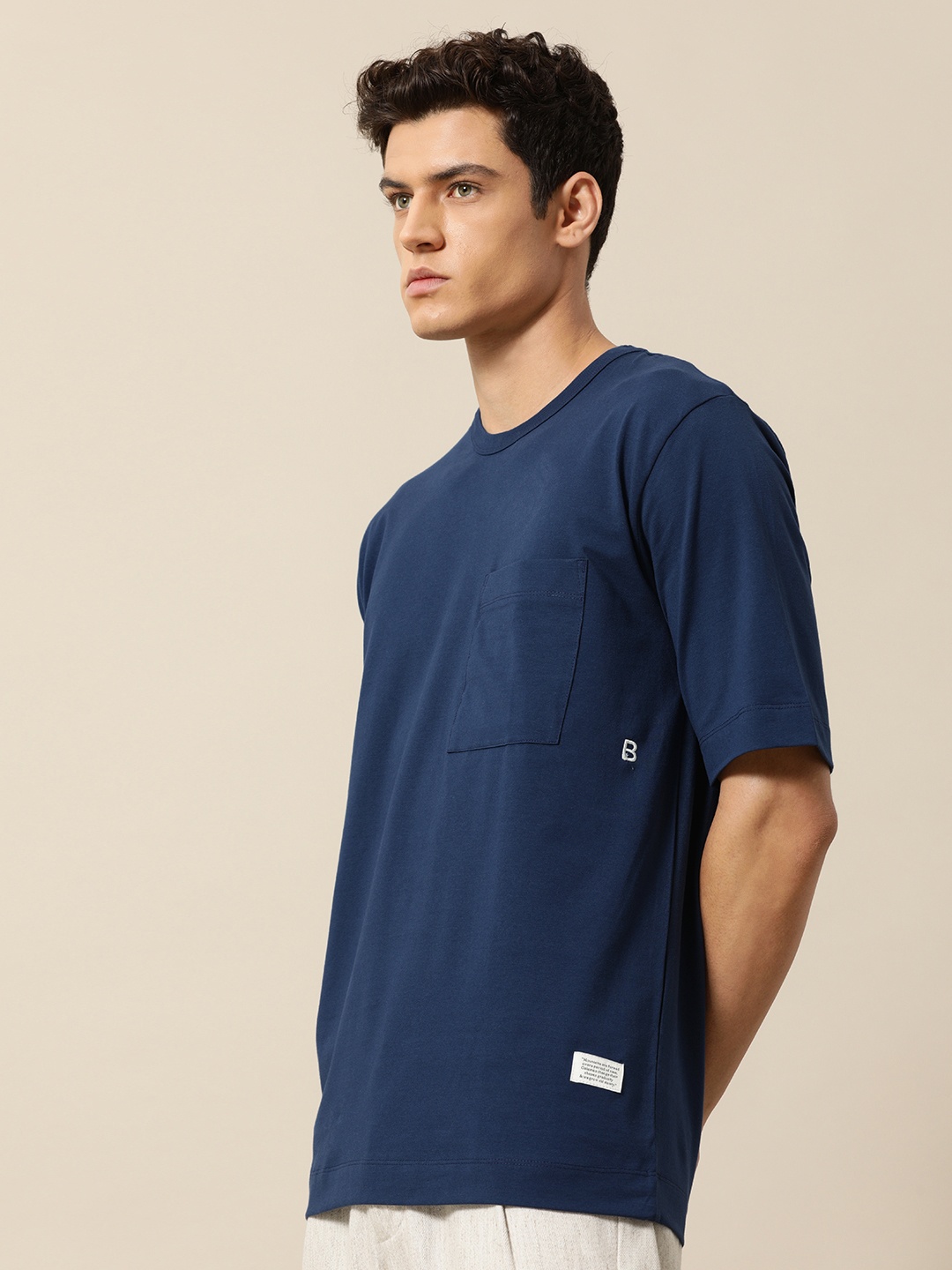 

Mr Bowerbird Men Plan B Embroidered Oversized T-Shirt, Navy blue