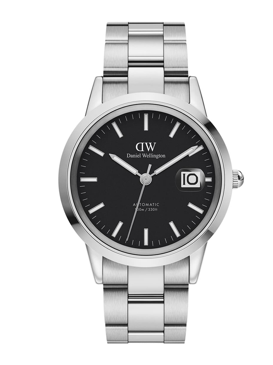 

Daniel Wellington Men Iconic Link Automatic Dial Black 40 mm Analogue Watch DW00100482, Silver