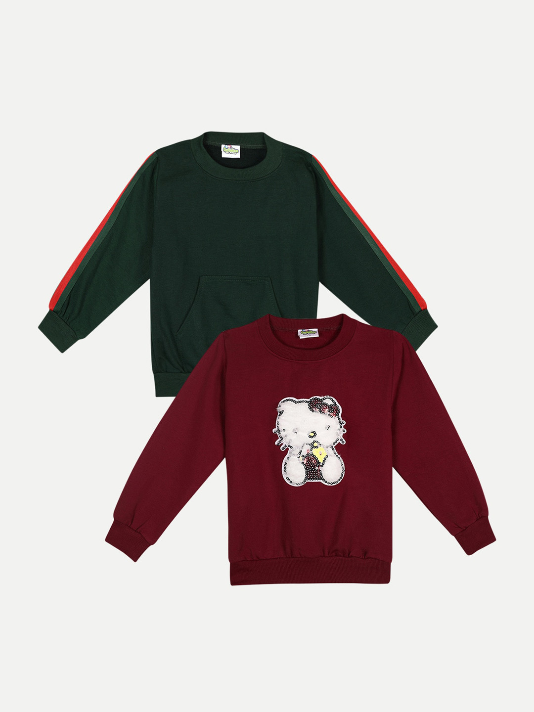 

Cutiekins Pack of 2 Kids Green & Maroon Sweatshirt