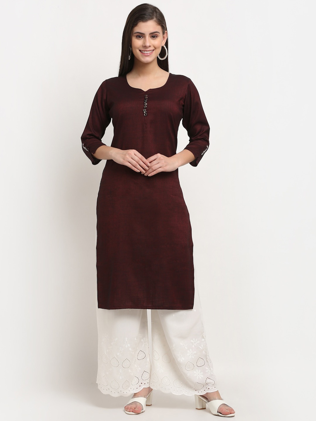 

GRACIT Women Maroon Floral Regular Kurta with Palazzos