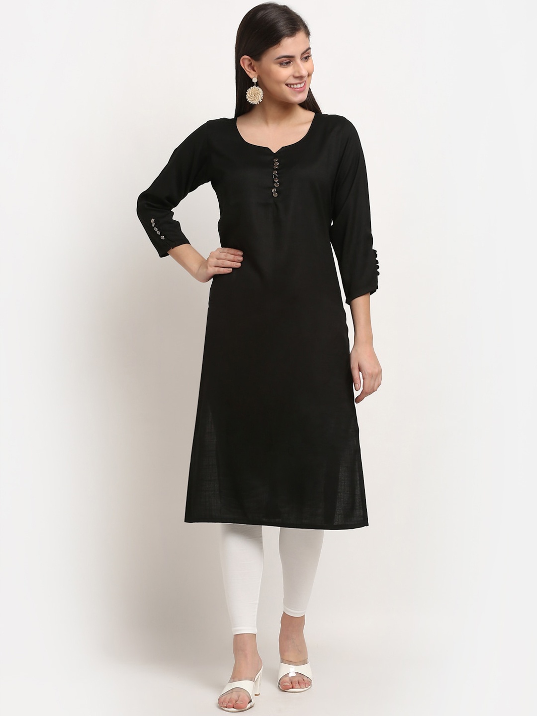 

GRACIT Women Black Regular Kurta with White Leggings