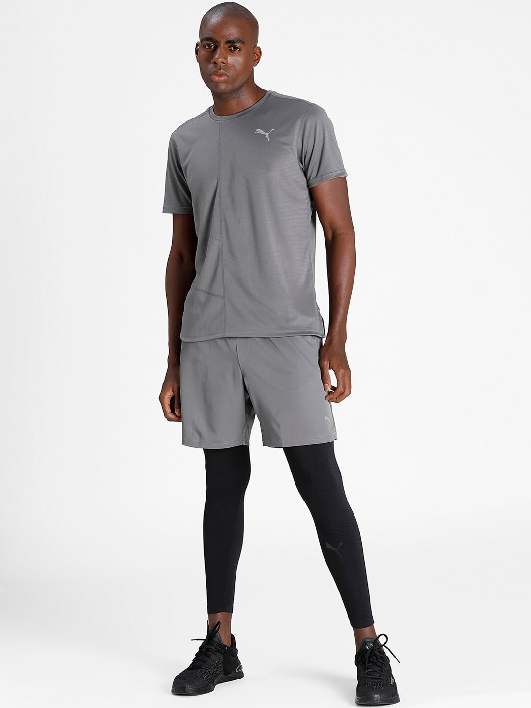 

Puma Men Grey Training or Gym Perfomance Woven 7 Sports Shorts