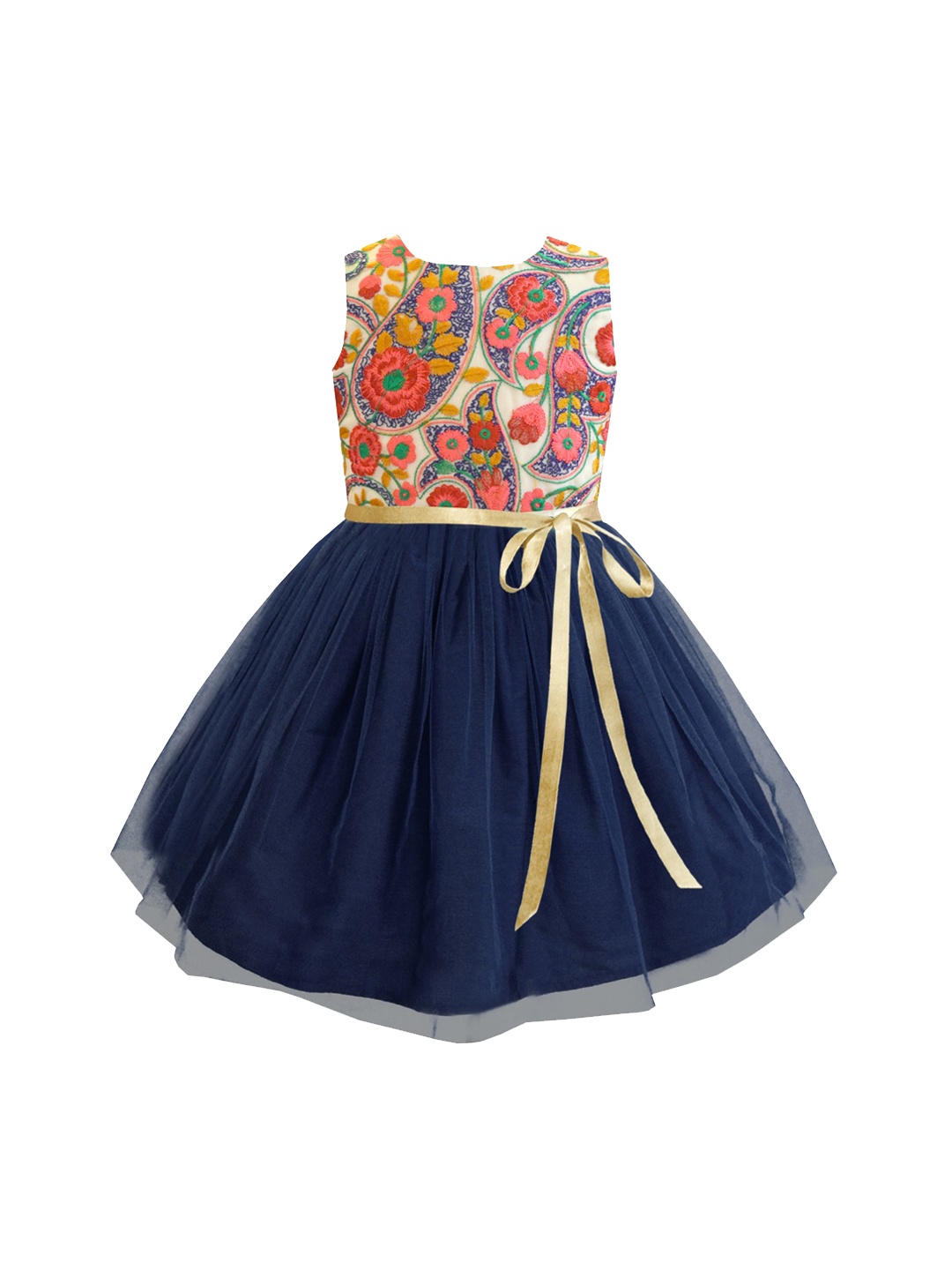 

A T U N Navy Blue Floral Net Dress