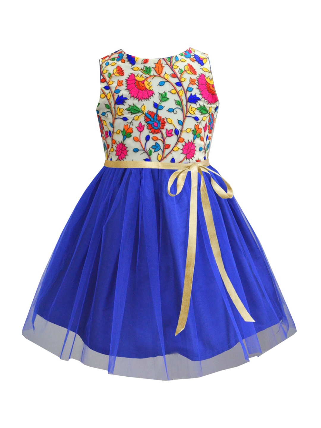 

A T U N Blue Floral Net Dress