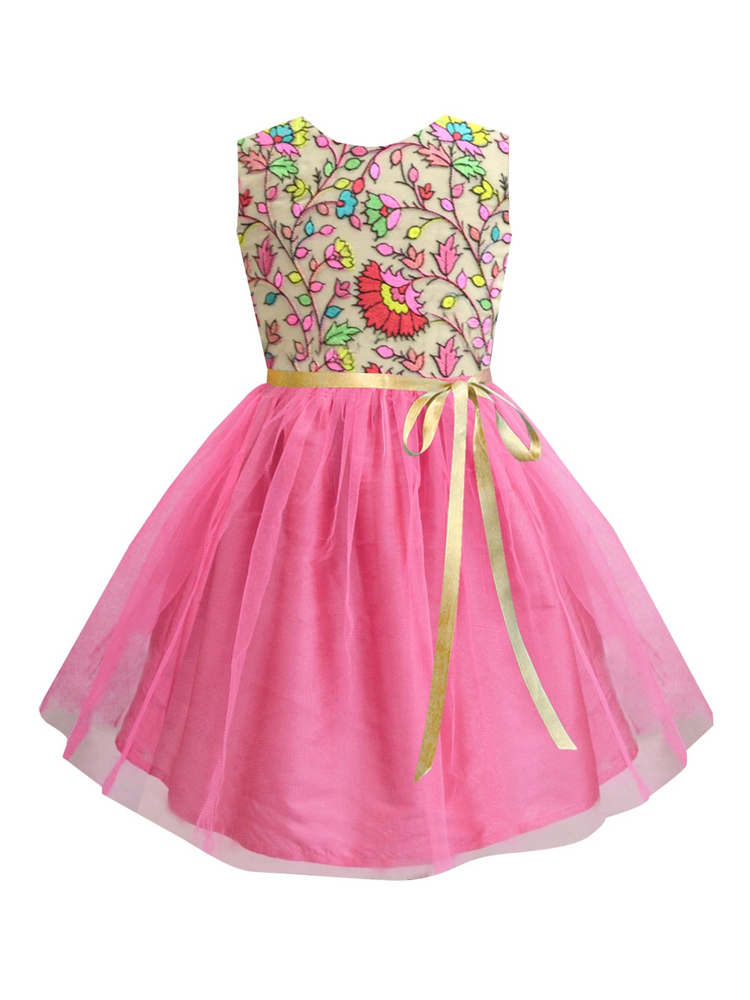 

A T U N Pink Floral Net Dress