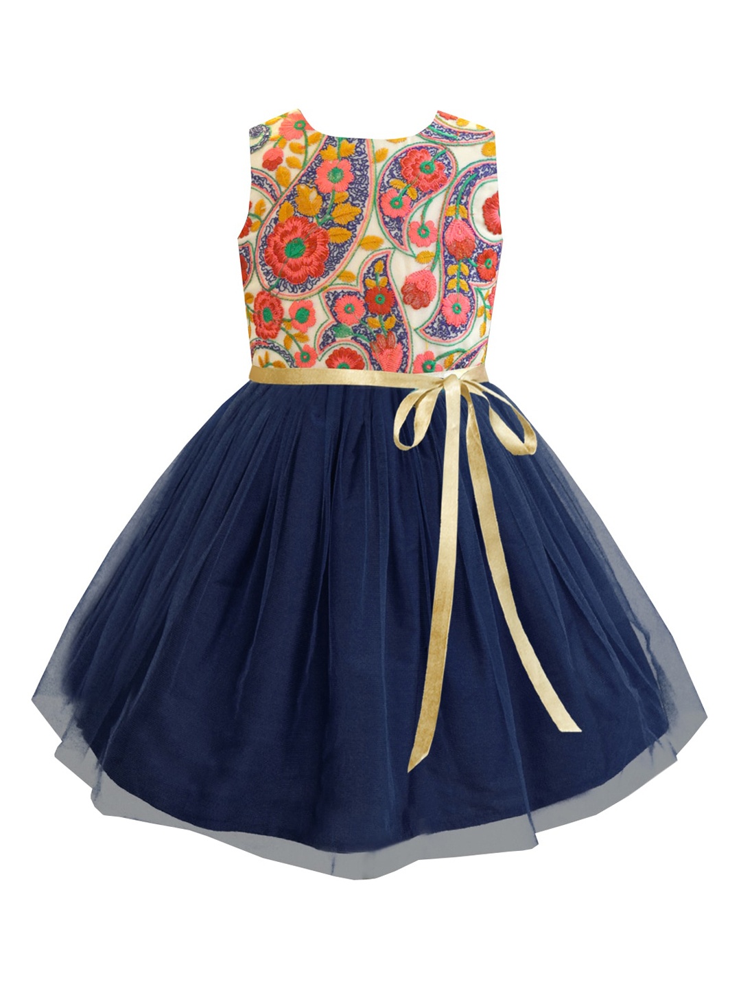 

A T U N Navy Blue Floral Net Dress