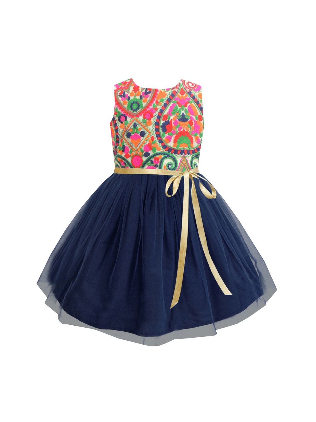 

A.T.U.N. Girls Navy Blue Floral Net Fit and Flare Dress