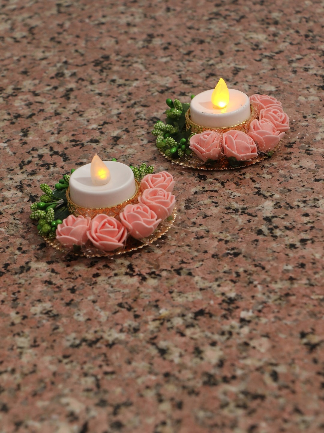

PASSION PETALS Set of 2 Pink Decorative Candles With T lights