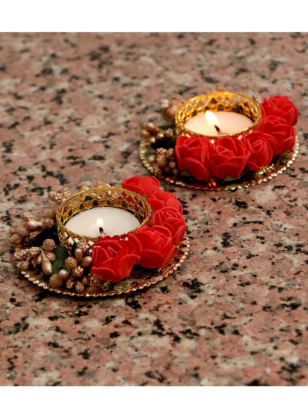 

PASSION PETALS Red Set of 2 Candle Holders