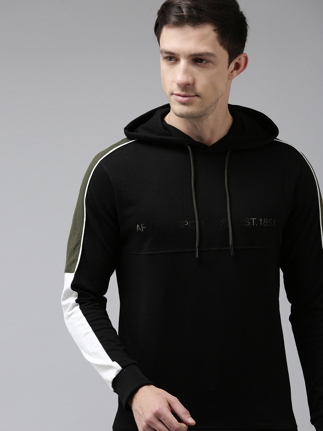 

Arrow Men Black Hooded Sweatshirt