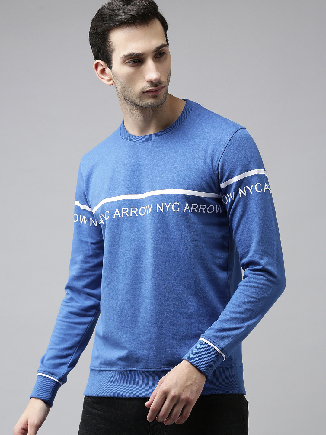 

Arrow Men Blue & White Printed Sweatshirt
