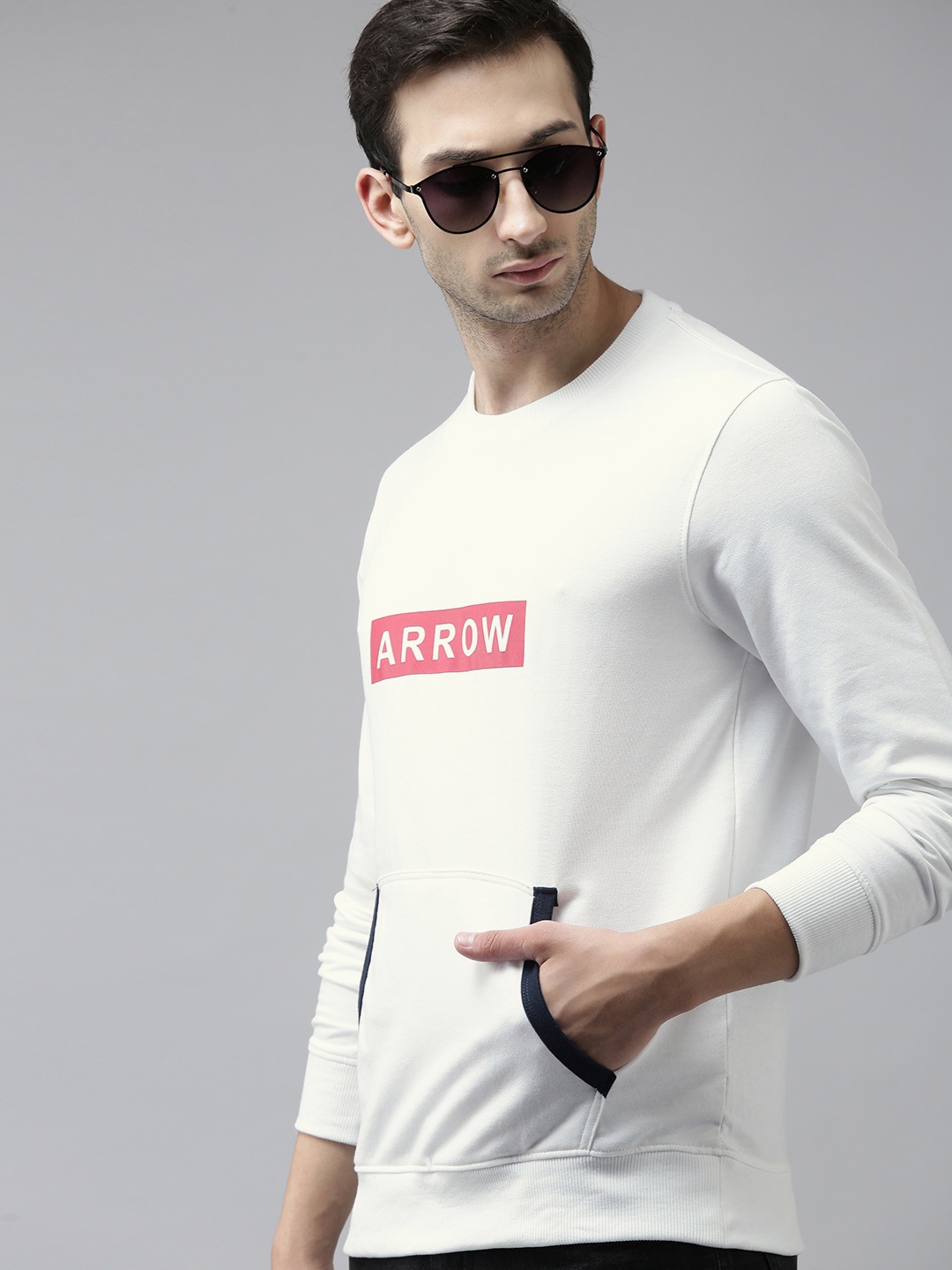 

Arrow Men White & Red Printed Sweatshirt