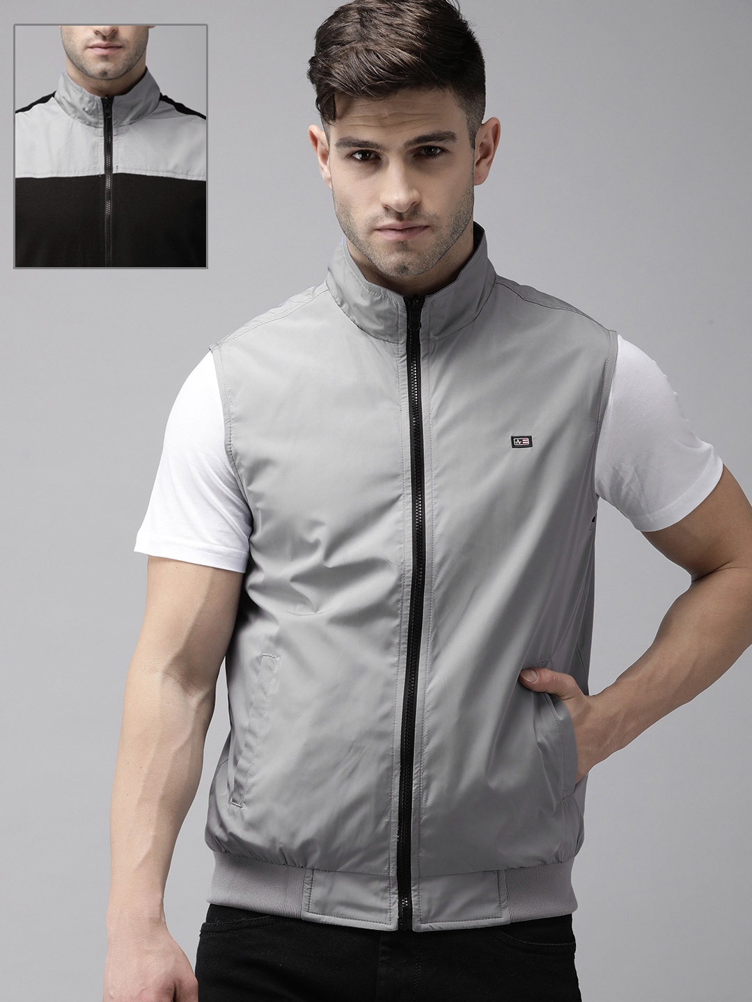 

Arrow Men Grey/Black Sporty Jacket