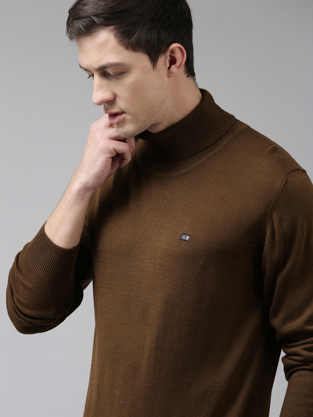 

Arrow Men Tan Brown Solid Pullover