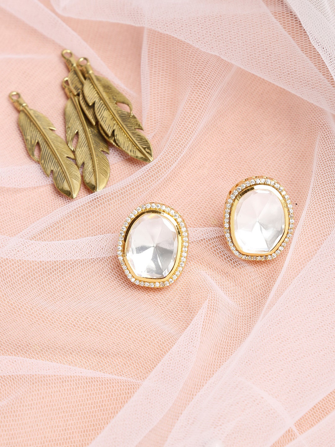 

Ruby Raang Gold-Toned Contemporary Studs Earrings