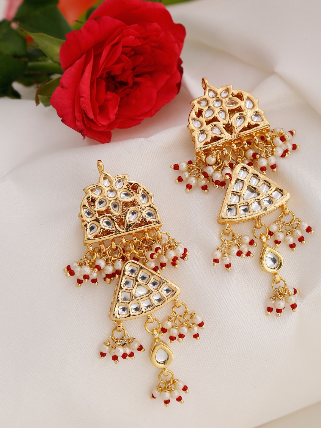 

Ruby Raang Gold-Toned Contemporary Chandbalis Earrings