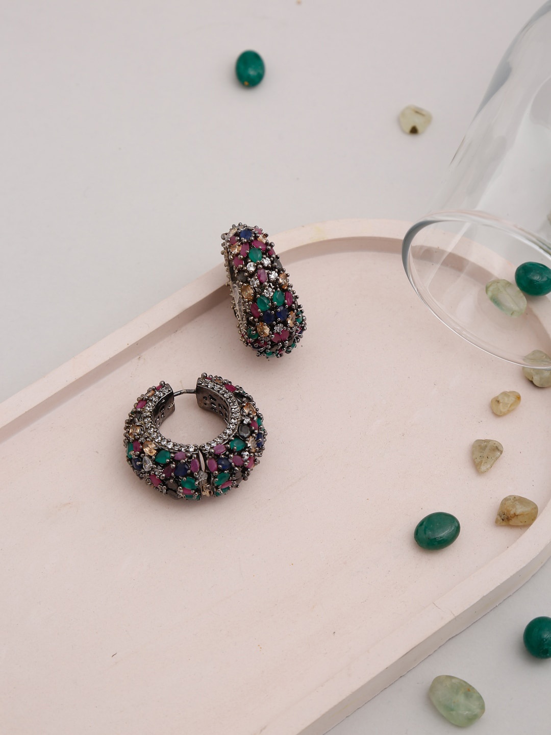 

Ruby Raang Multicoloured Contemporary Hoop Earrings, Multi
