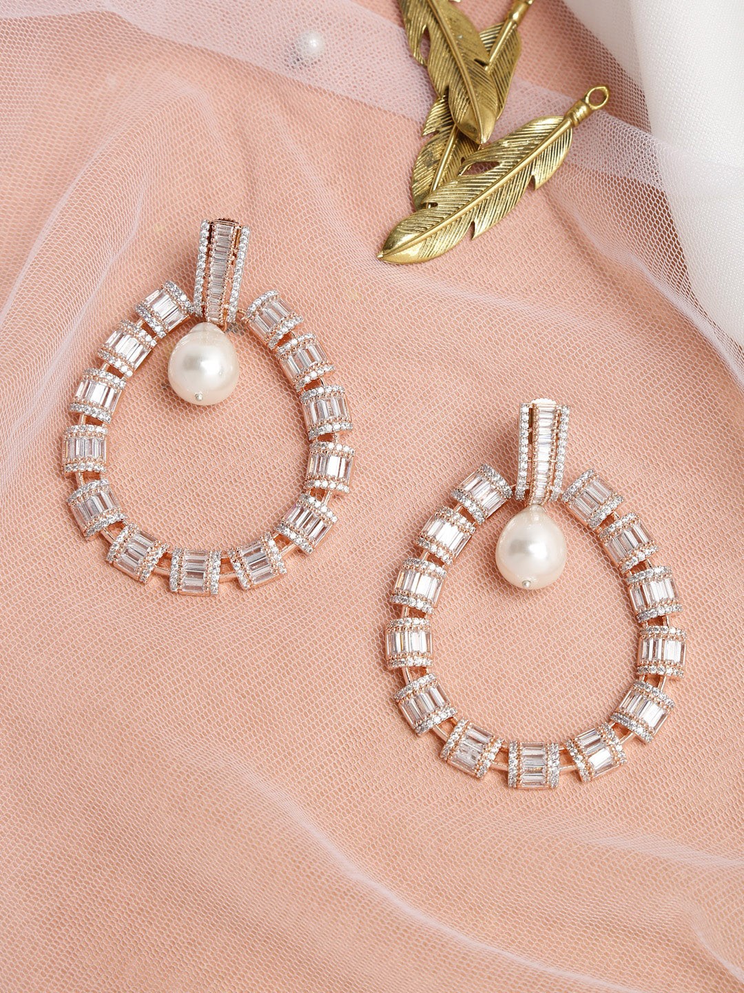 

Ruby Raang Rose Gold Contemporary Drop Earrings