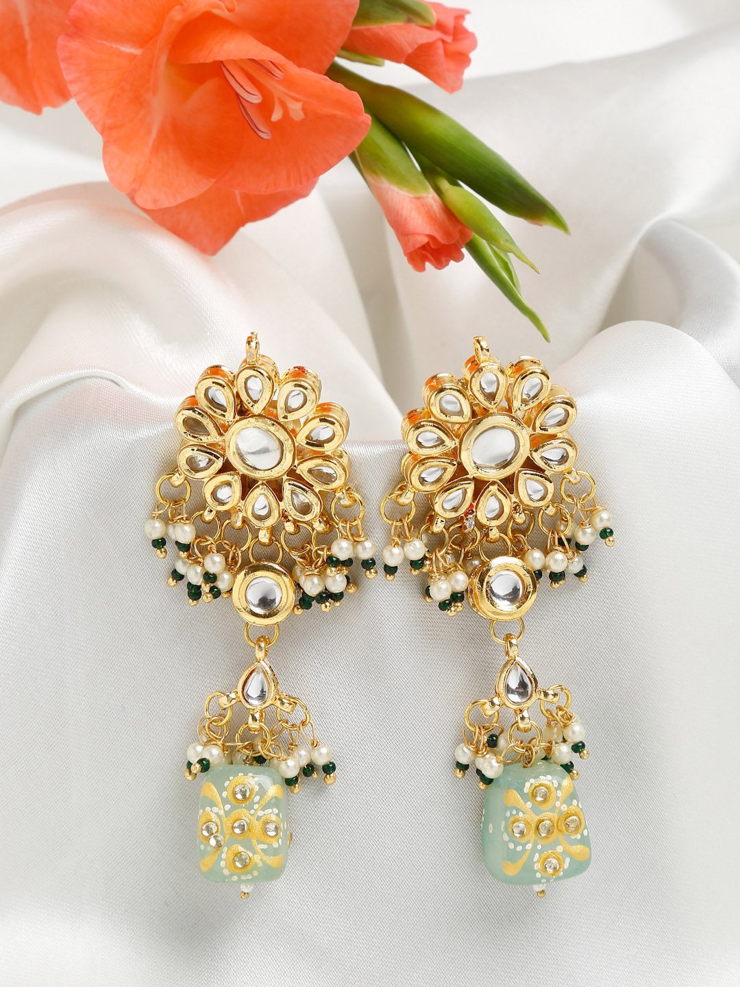 

Ruby Raang Gold-Toned Contemporary Drop Earrings