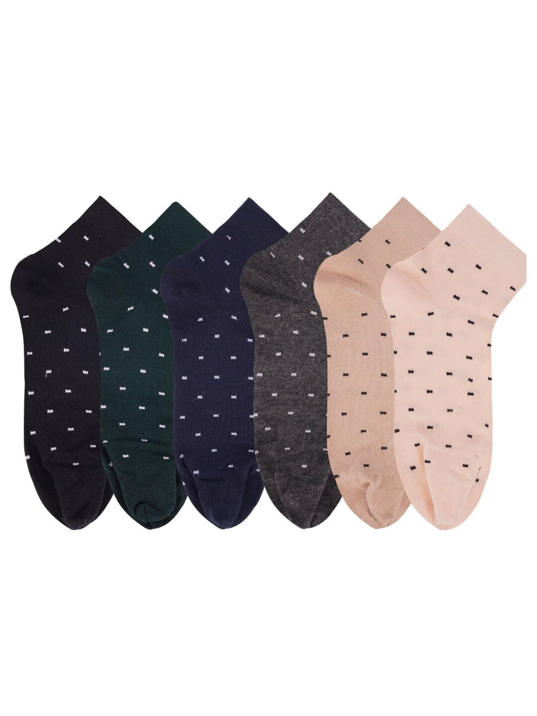 

N2S NEXT2SKIN Pack Of 6 Assorted Cotton Ankle-Length Socks