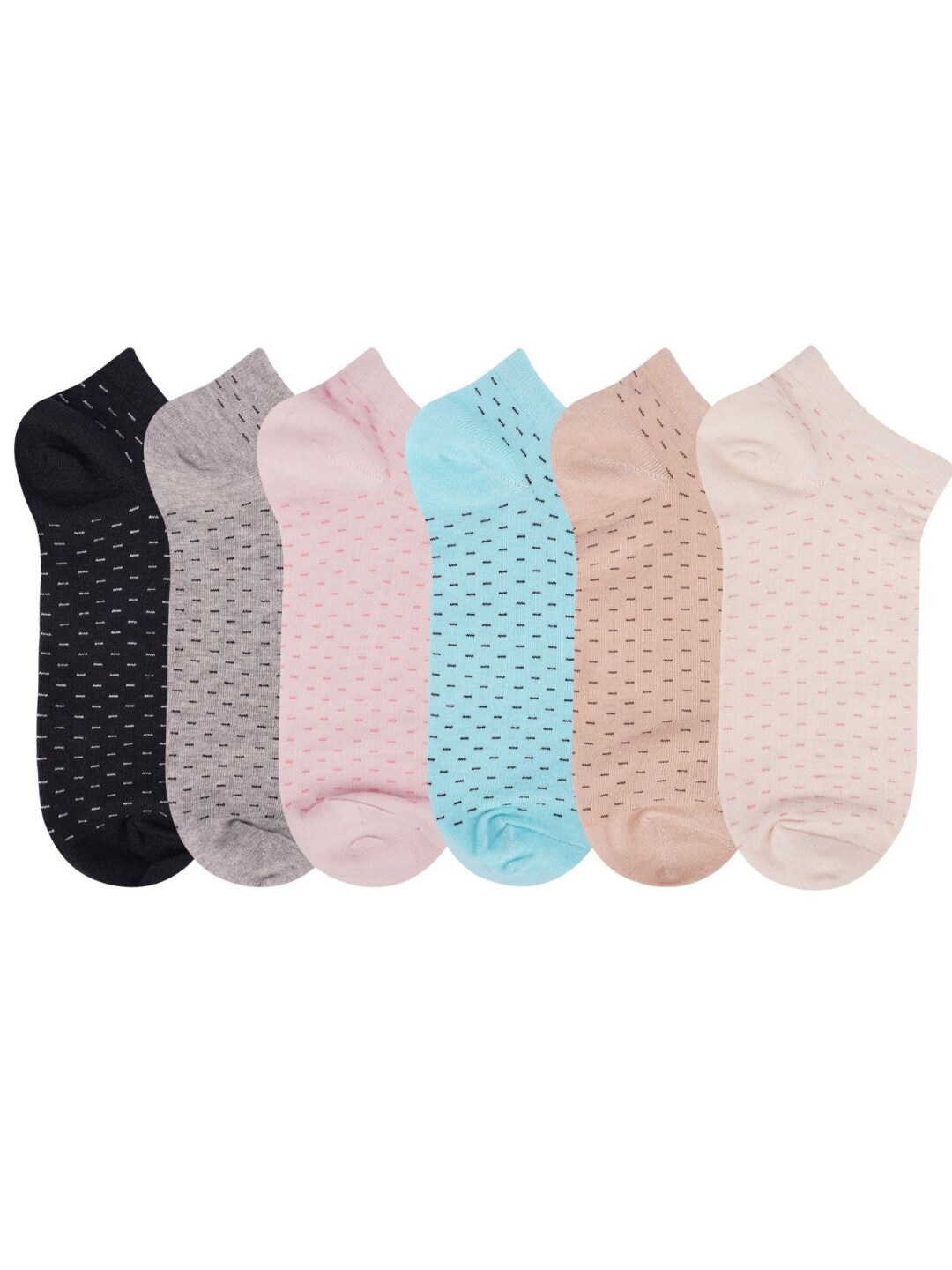 

N2S NEXT2SKIN Women Pack Of 6 Assorted Combed Cotton Ankle-Length Socks