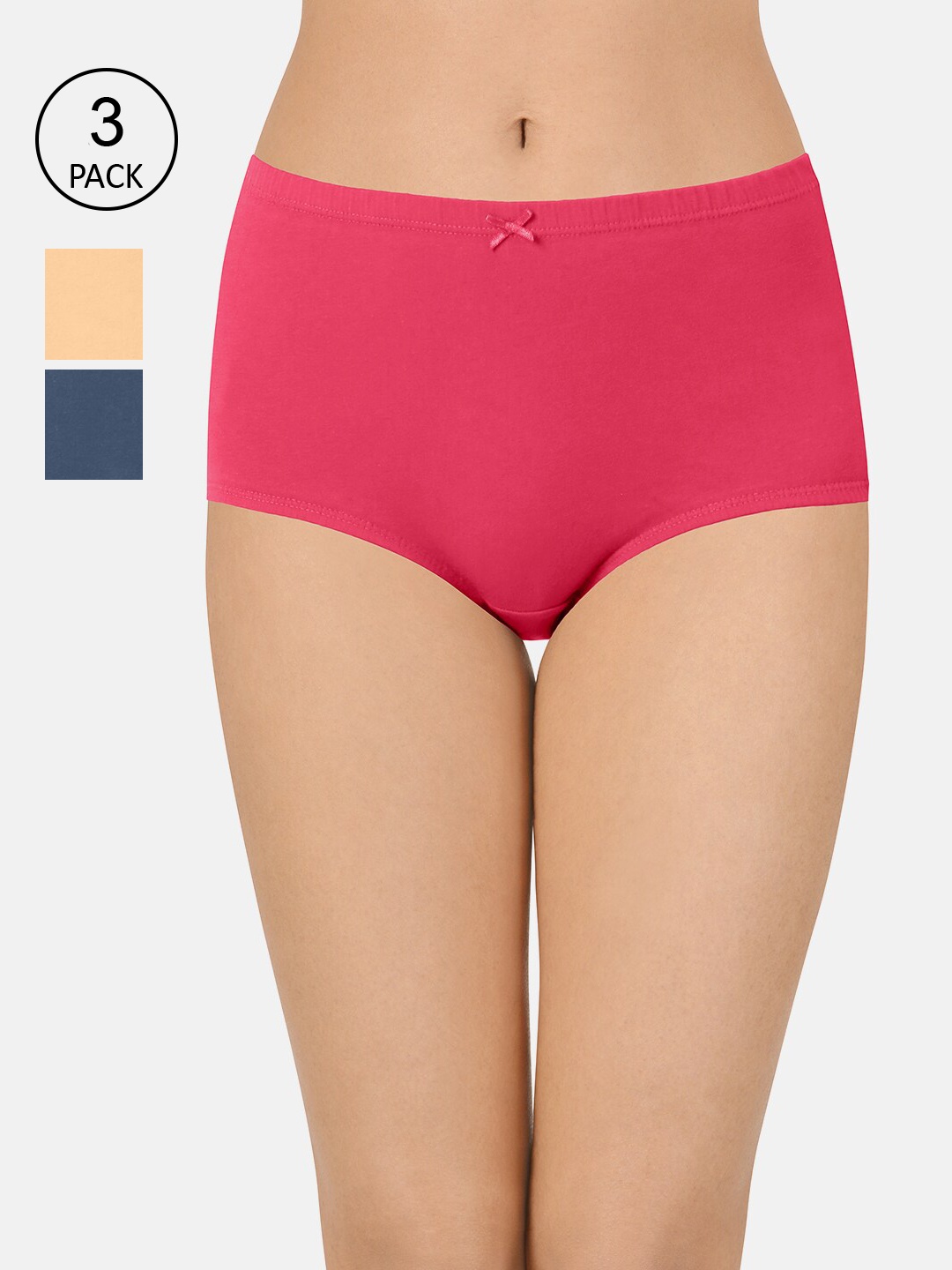 Amante Women Pack Of 3 High-Rise High Waist Basic Briefs, Assorted