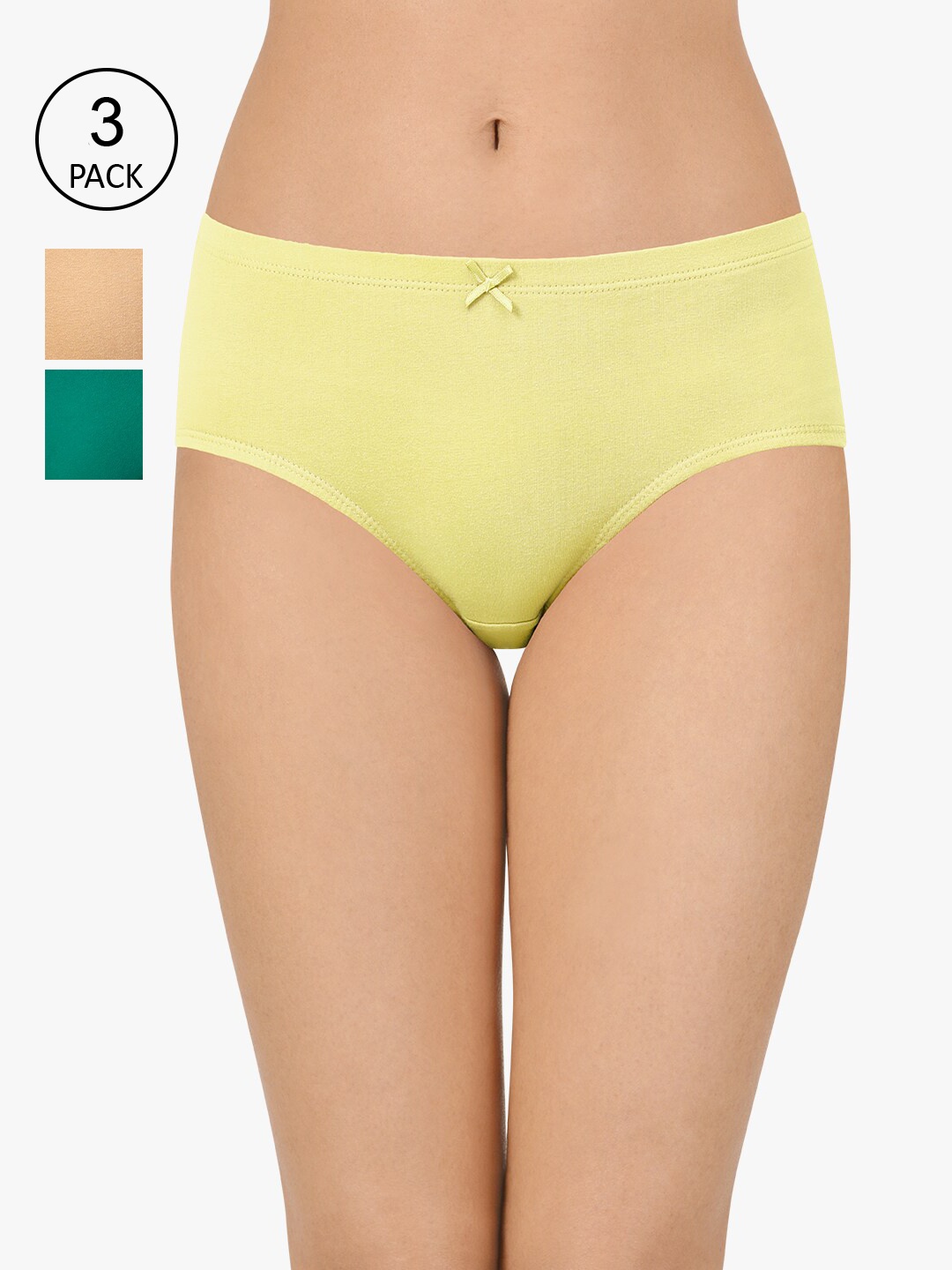 

Amante Women Pack Of 3 Mid-Rise Hipster Briefs PPK43005, Green