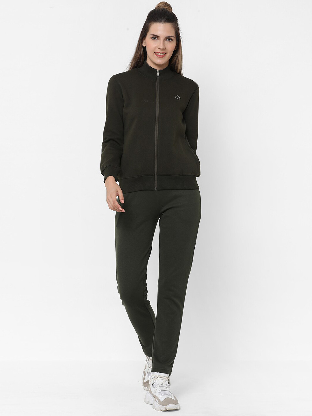 

Sweet Dreams Women Olive Green Solid Track Suit