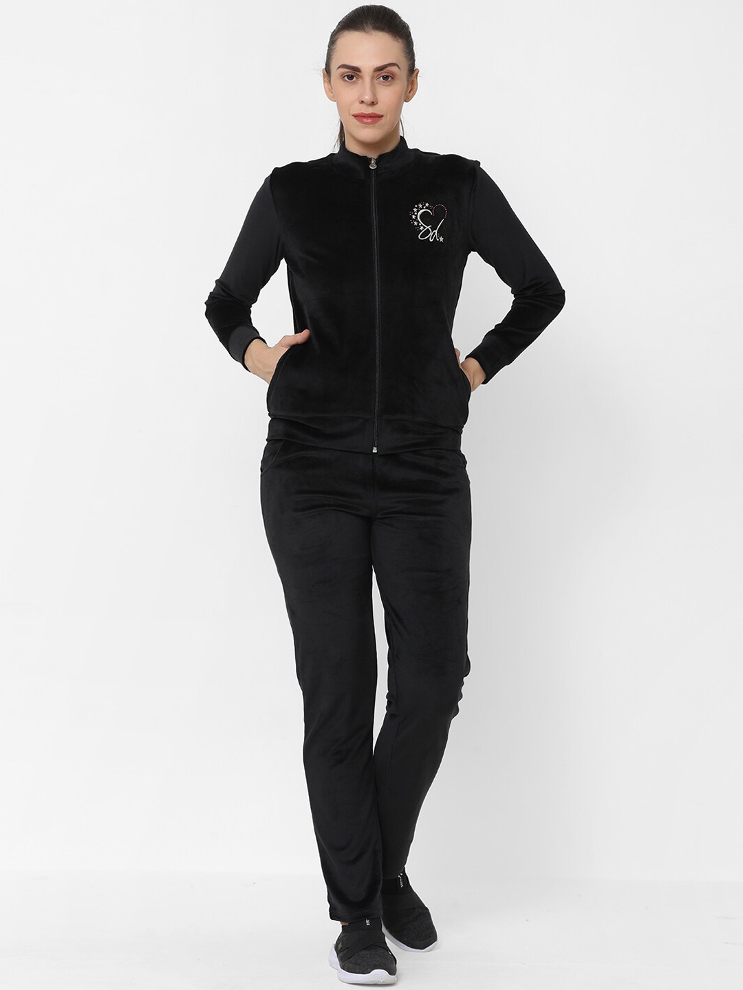 

Sweet Dreams Women Black Solid Track Suit