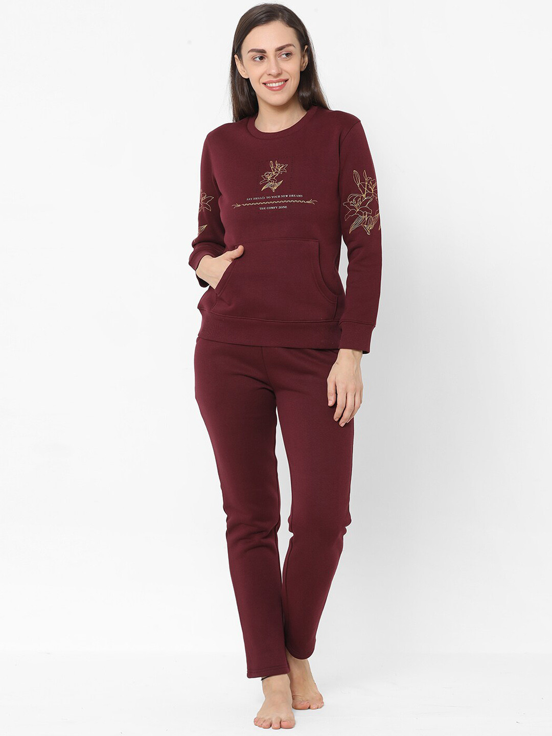 

Sweet Dreams Women Maroon Printed Night suit