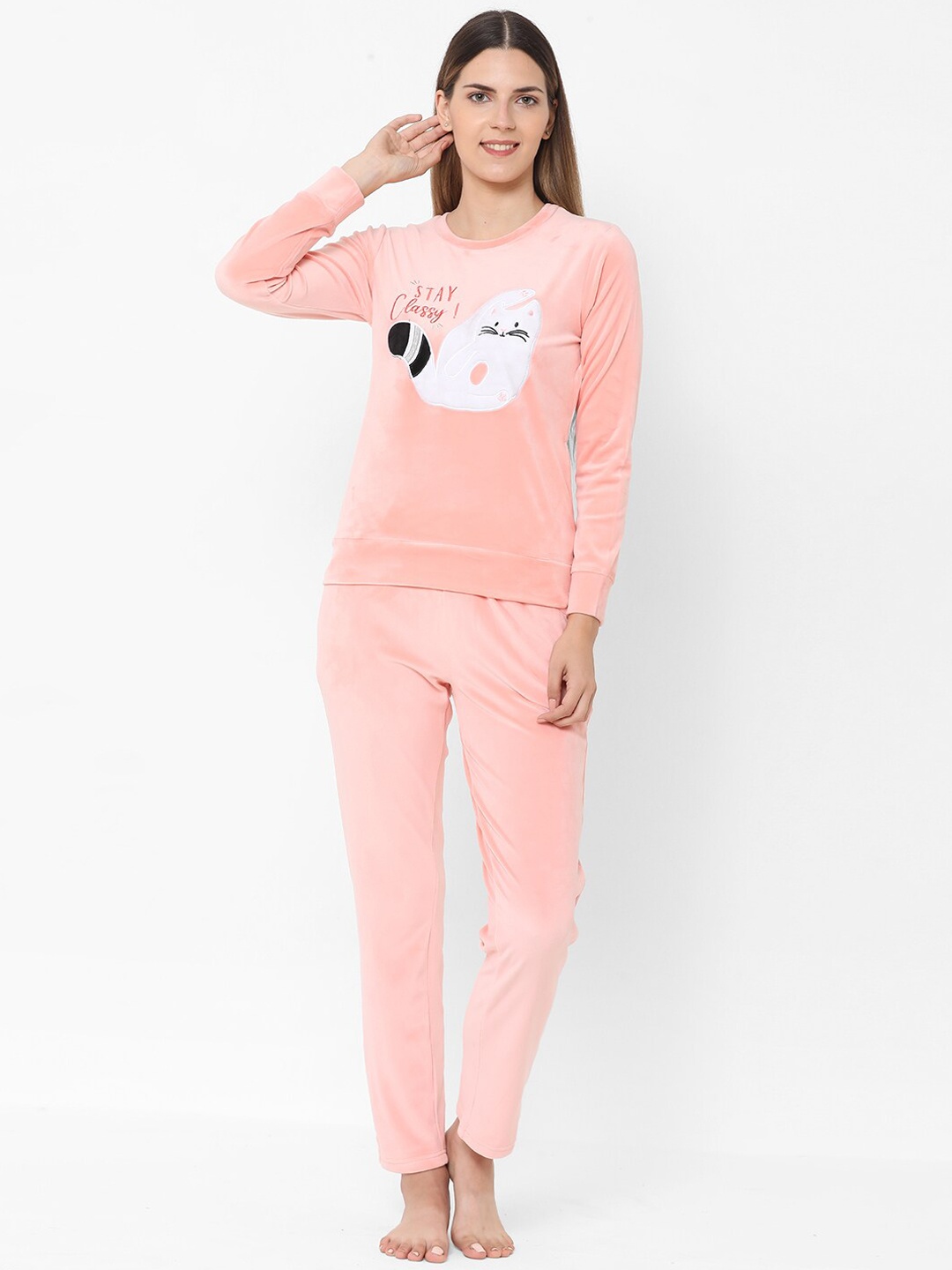 

Sweet Dreams Women Pink & White Night suit