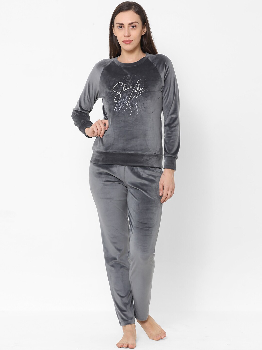 

Sweet Dreams Women Grey Winter Night Suit