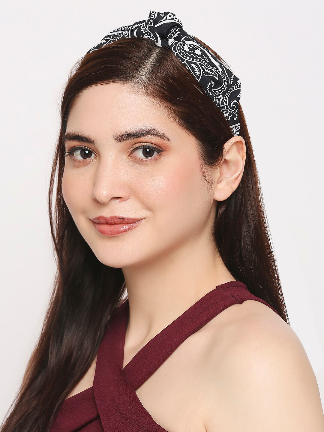 

BELLEZIYA Women Black & White Printed Bandana Hairband